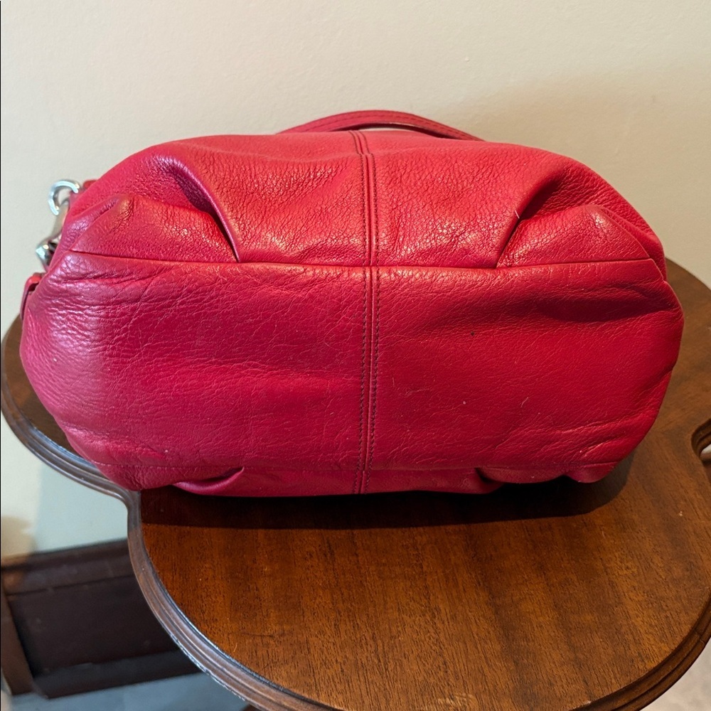 Coach Brooke  shoulder bag Satchel pebbled leather  Red 14142  Silvertone Hw EUC - Picture 9 of 17